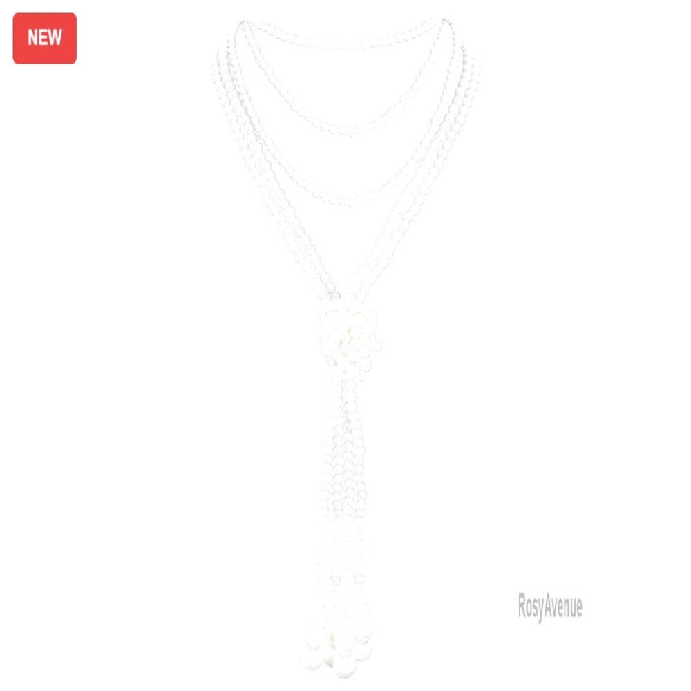 Faux Pearls Necklace 1920s Long Double-Layered Costume Accessory